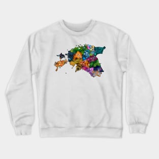 Spirograph Patterned Estonia Counties Map Crewneck Sweatshirt